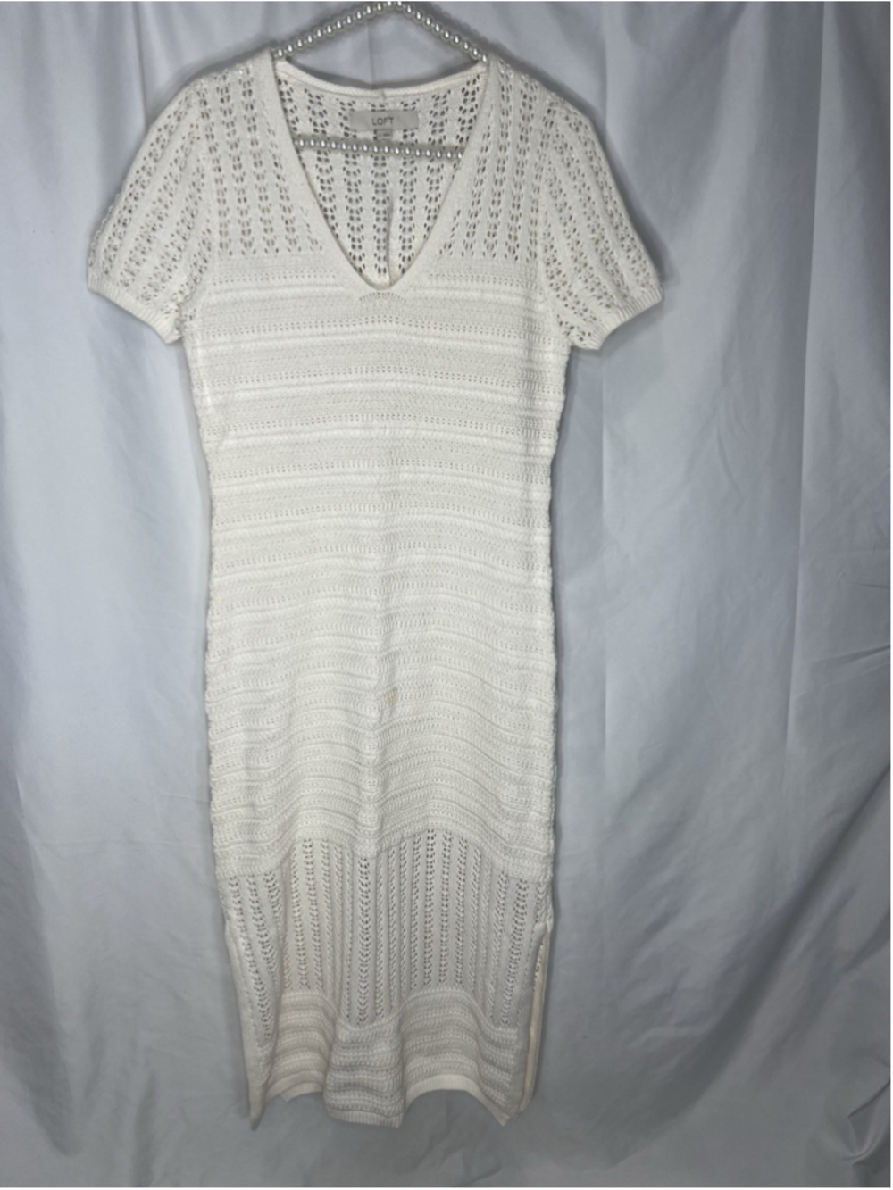 Ann Taylor LOFT Women's Crochet Midi Dress Size M Boho Resort Vacation Summer